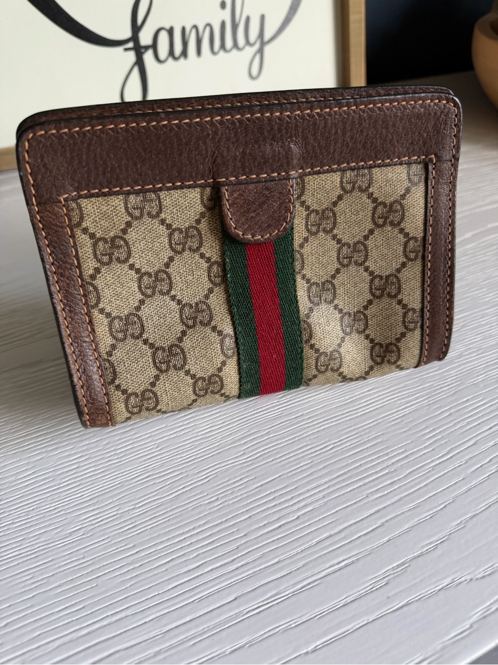 Vintage Gucci GG Supreme Web Sherry Stripe Clutch | Authentic
